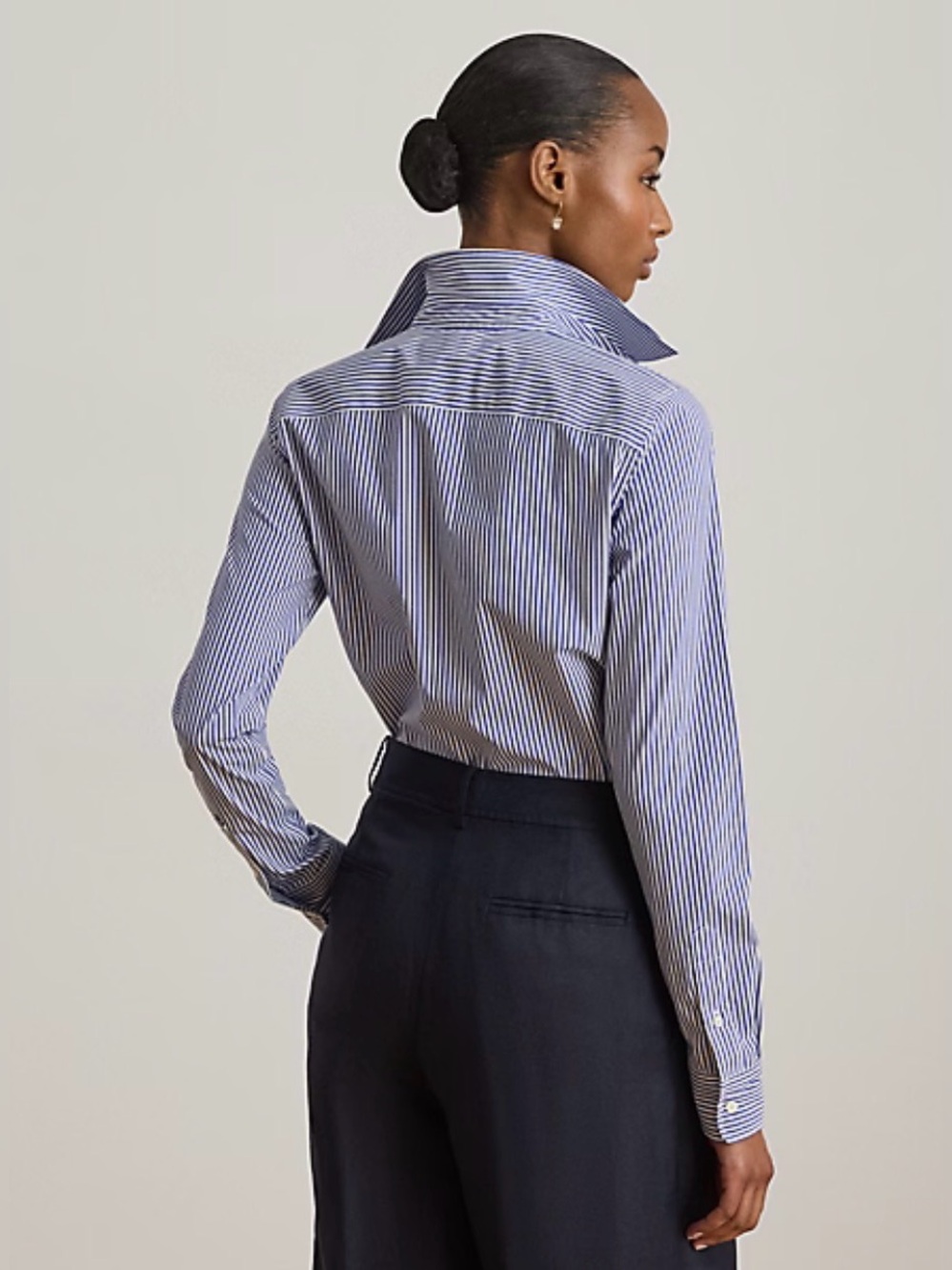 🌺 Lauren Ralph Lauren Jamelko Blue White Striped Button-Down Shirt - Picture 2 of 7